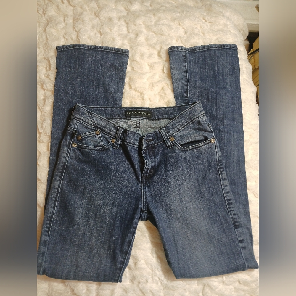 Rock & Republic Jeans Womens 4M Kasandra Bootcut Pocket Design Stretch